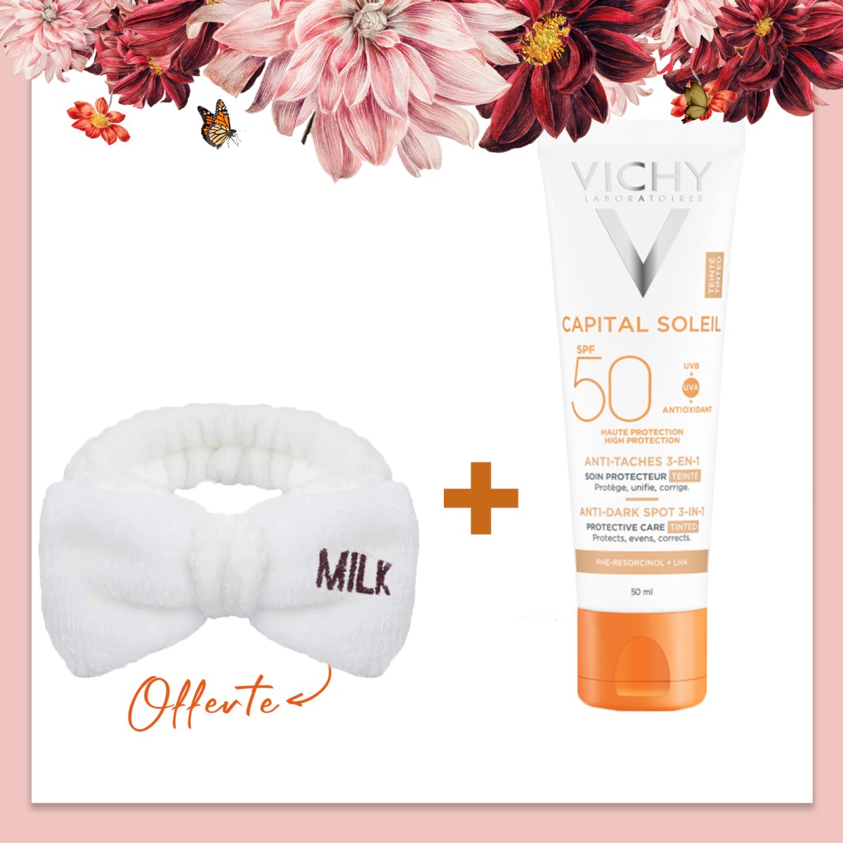 VICHY Capital Soleil Anti-tâches 3 en 1 Teinté SPF 50, 50 ML. paraplume