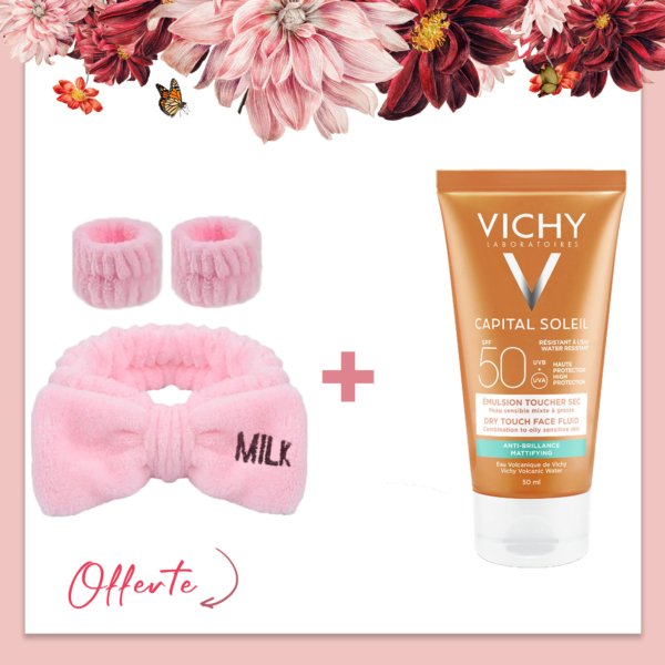 VICHY Emulsion Capital Soleil Toucher Sec SPF 50+. paraplume