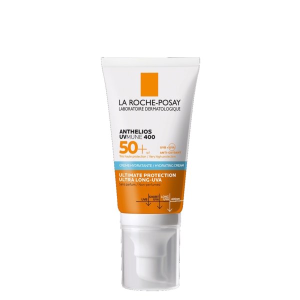 La ROCHE POSAY ANTHELIOS UVMUNE 400 Crème hydratante SPF 50+. paraplume