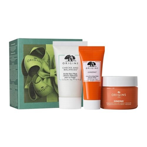 ORIGINS Trio Mini Nettoyant, Masque et Crème Hydratante . Paraplume