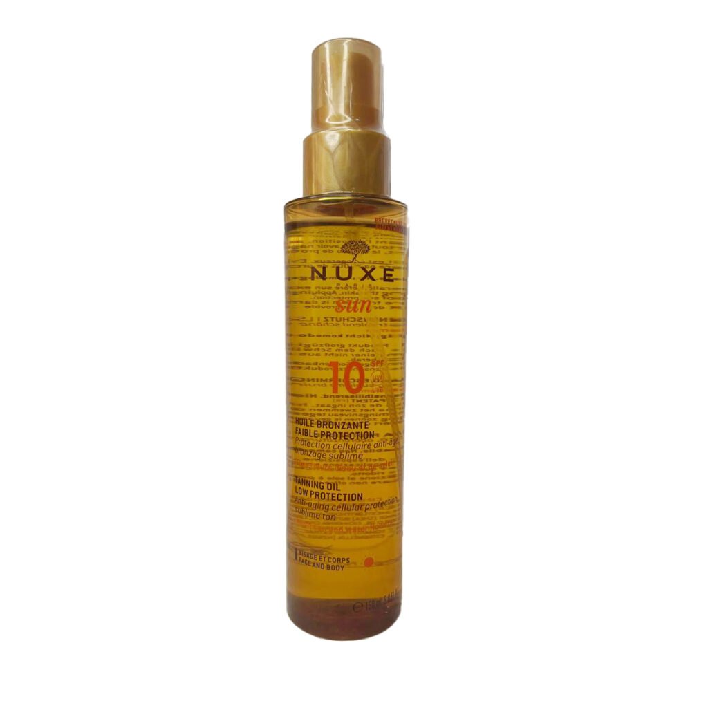 NUXE Sun Huile Bronzante Faible Protection SPF 10. paraplume