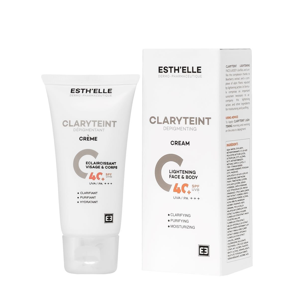 ESTH'ELLE Claryteint Crème Ecran Dépigmentant Invisible SPF 40+ . paraplume