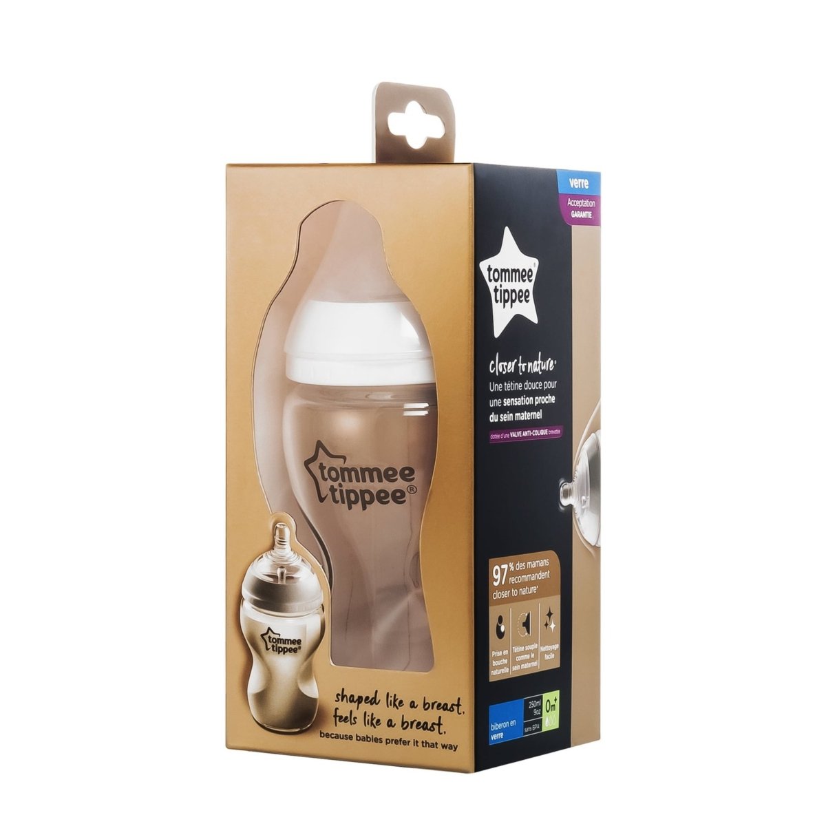 TOMMEE TIPPEE Biberon Verre Anti-colique 0m+ 250 ml. Paraplume