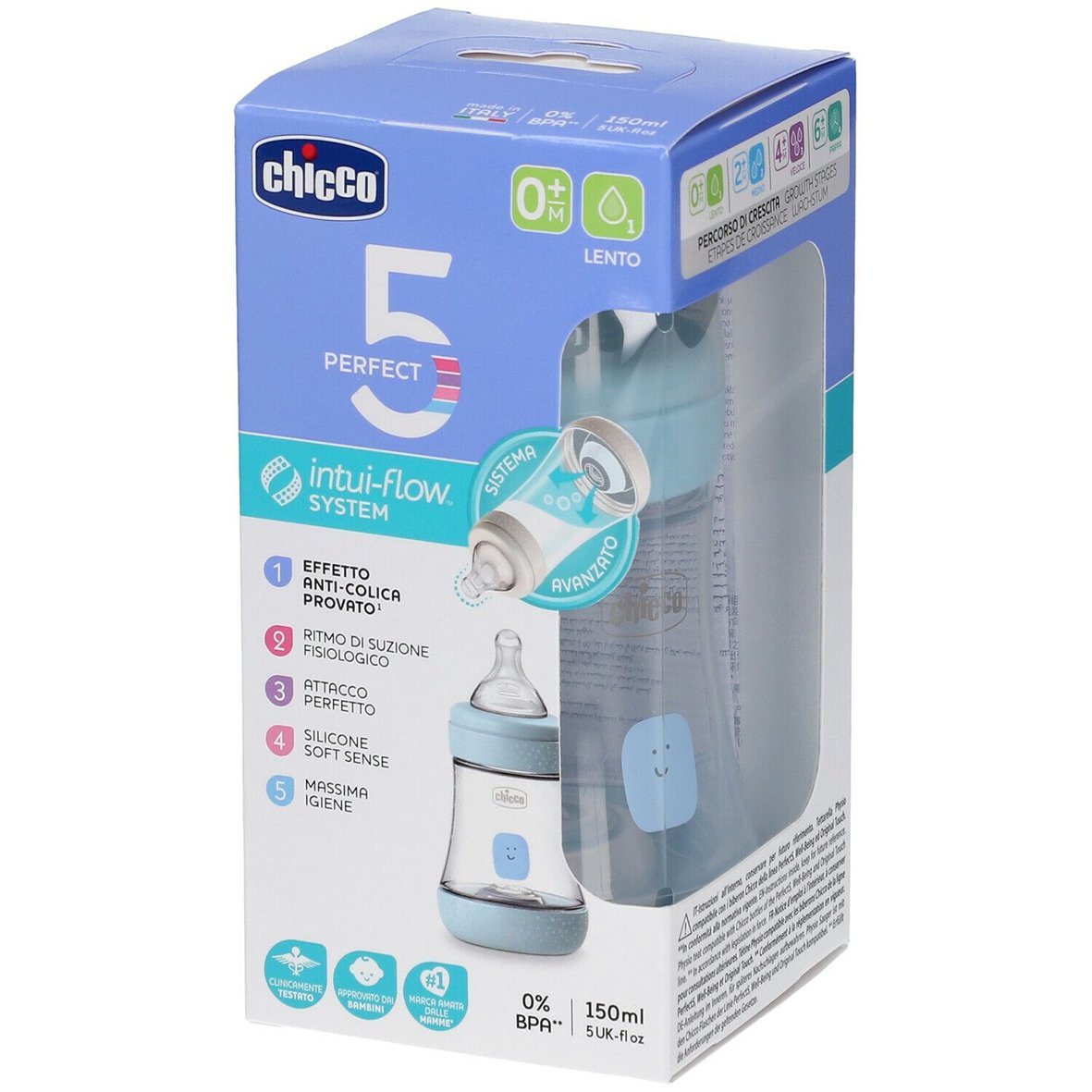 CHICCO Biberon Perfect 5 Intui-Flow 0 M+ 150 ML.paraplume