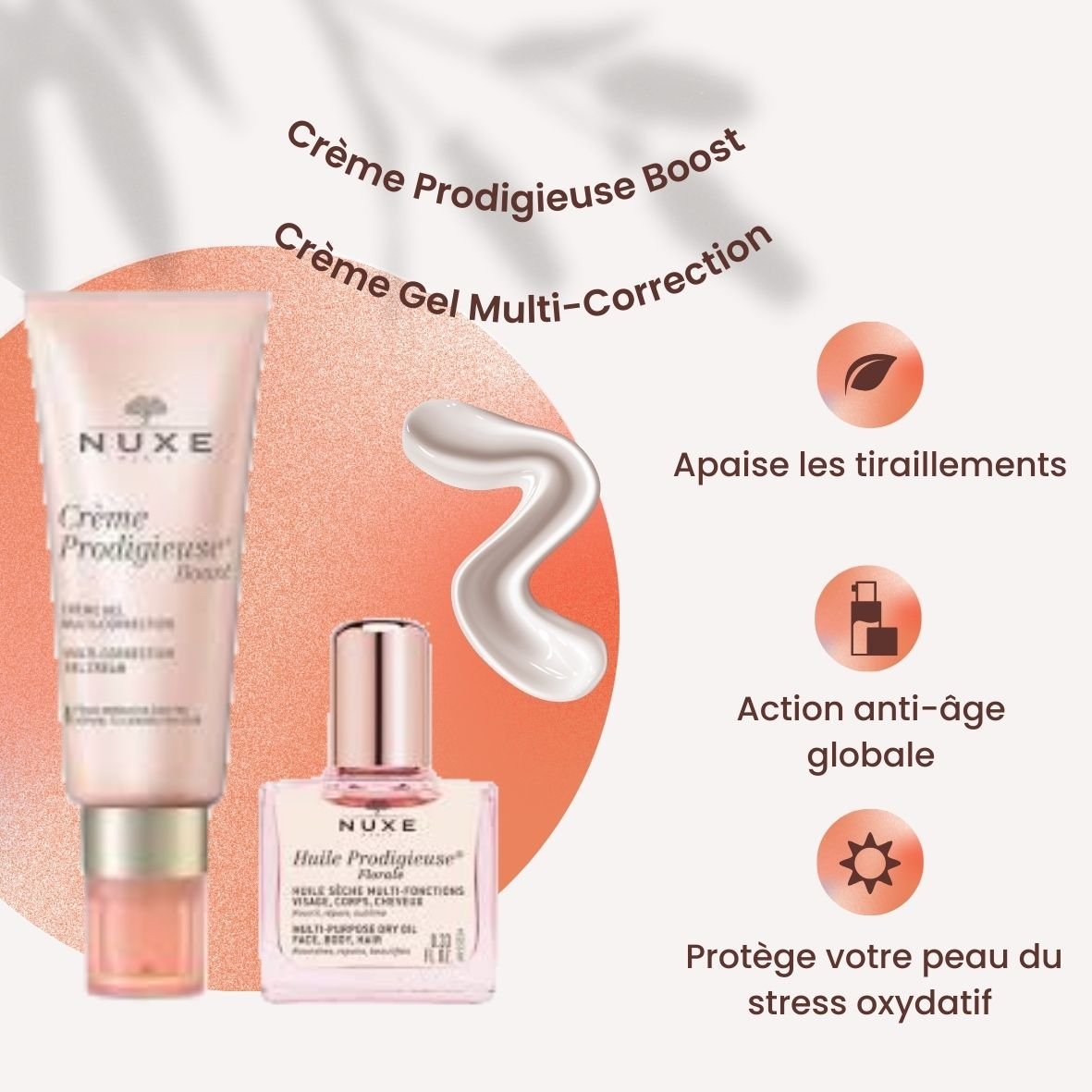 NUXE Coffret Crème Prodigieuse Boost Crème Gel Multi-Correction. paraplume