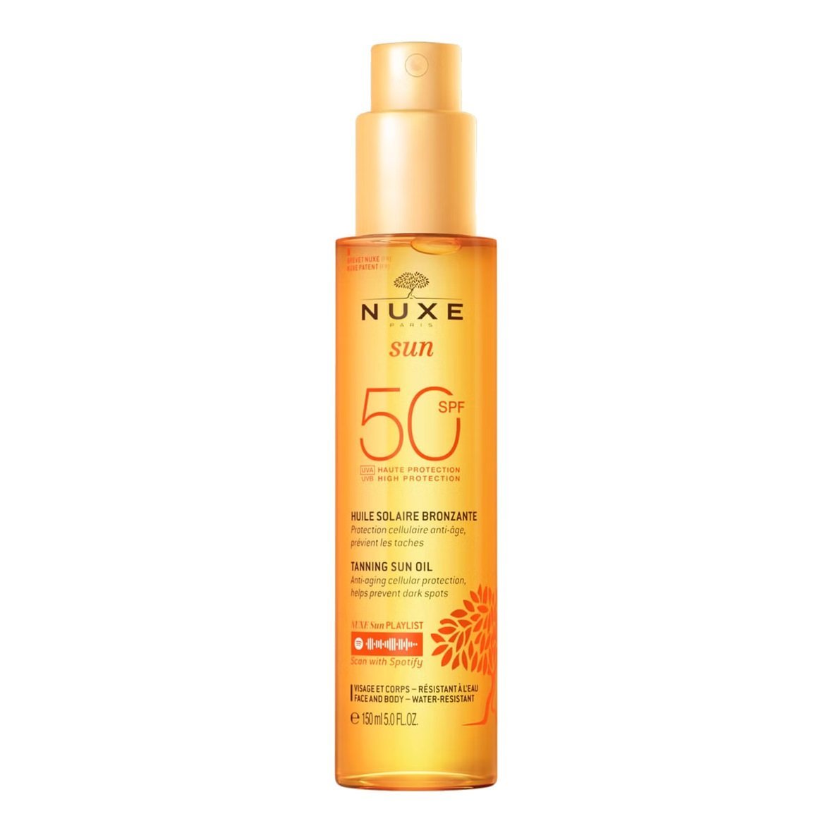 NUXE Sun Huile Solaire Bronzante SPF 50. paraplume