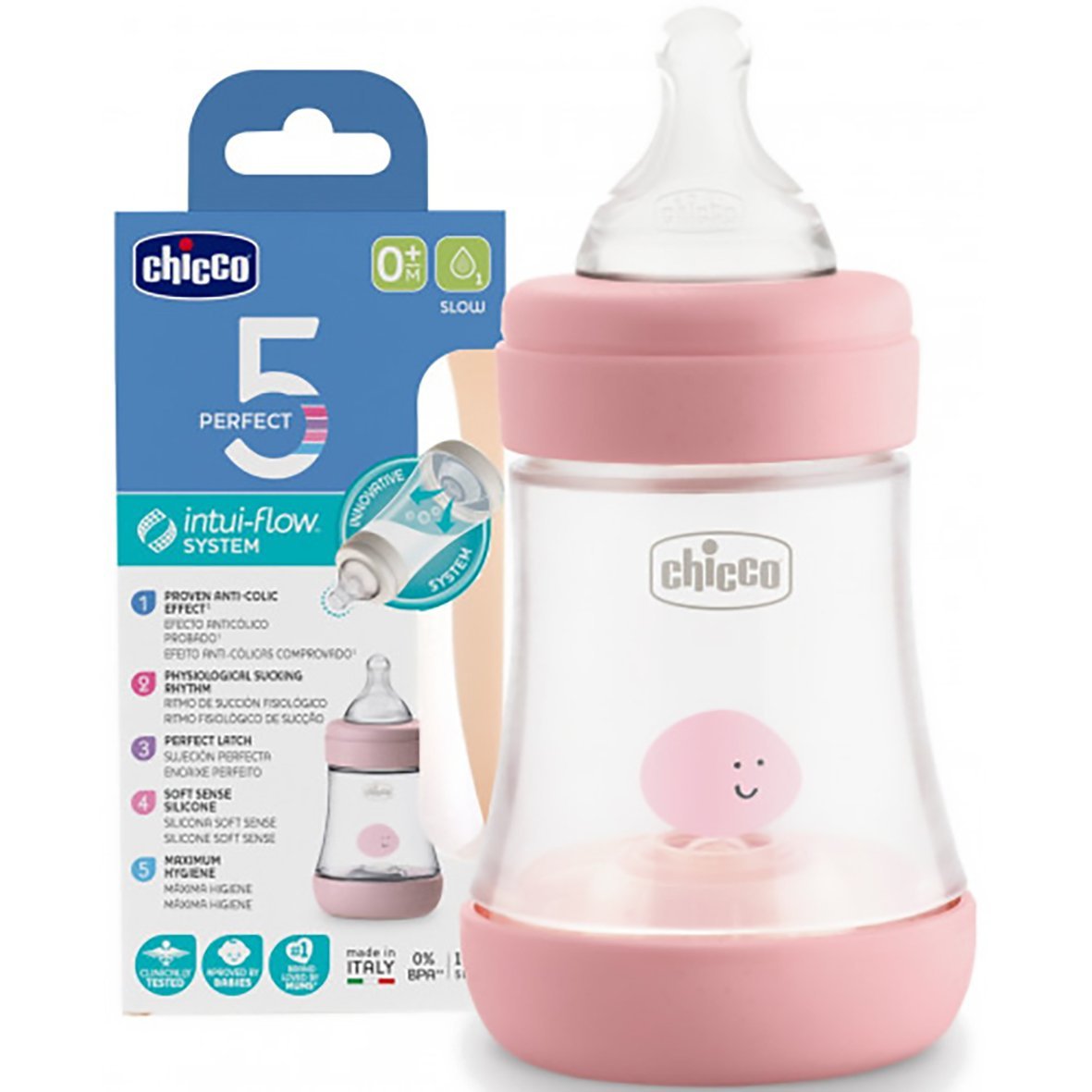 CHICCO Perfect 5 Silicone Intui-Flow 0 M+ 150 ML. paraplume