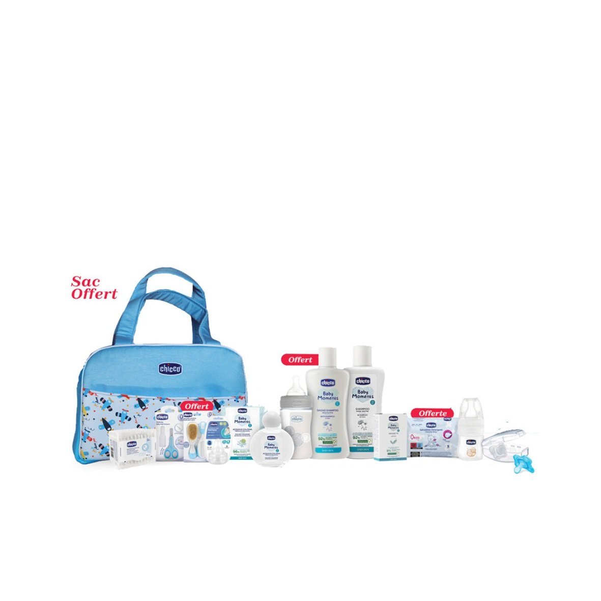 CHICCO Sac De Maternité 12 Articles + Sac Offert (Bleu) . paraplume