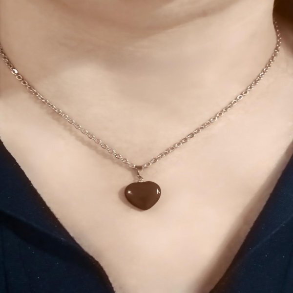 COLLIER COEUR ROUGE Inoxydable . Paraplume