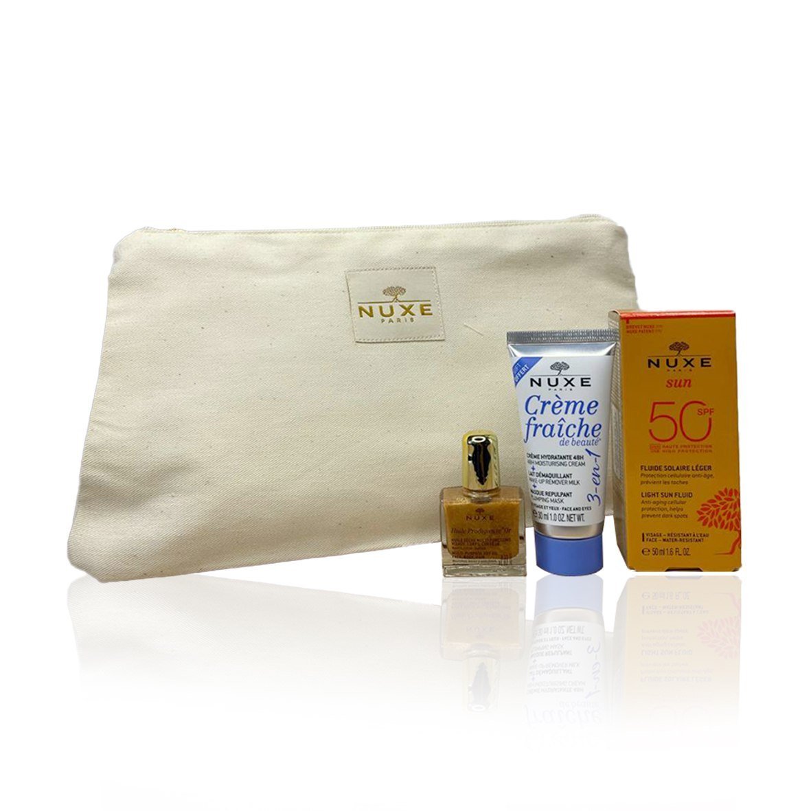 NUXE Sun Trousse Fluide Léger SPF 50. paraplume