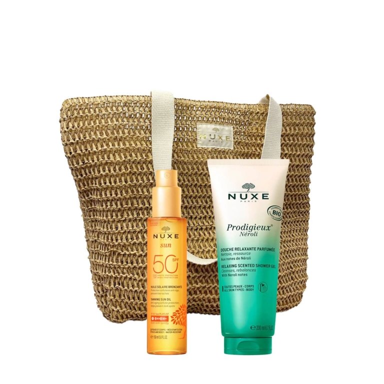 NUXE SUN Sac Huile Bronzante SPF50 + Gelée De Douche Néroli (OFFERTE). Paraplume