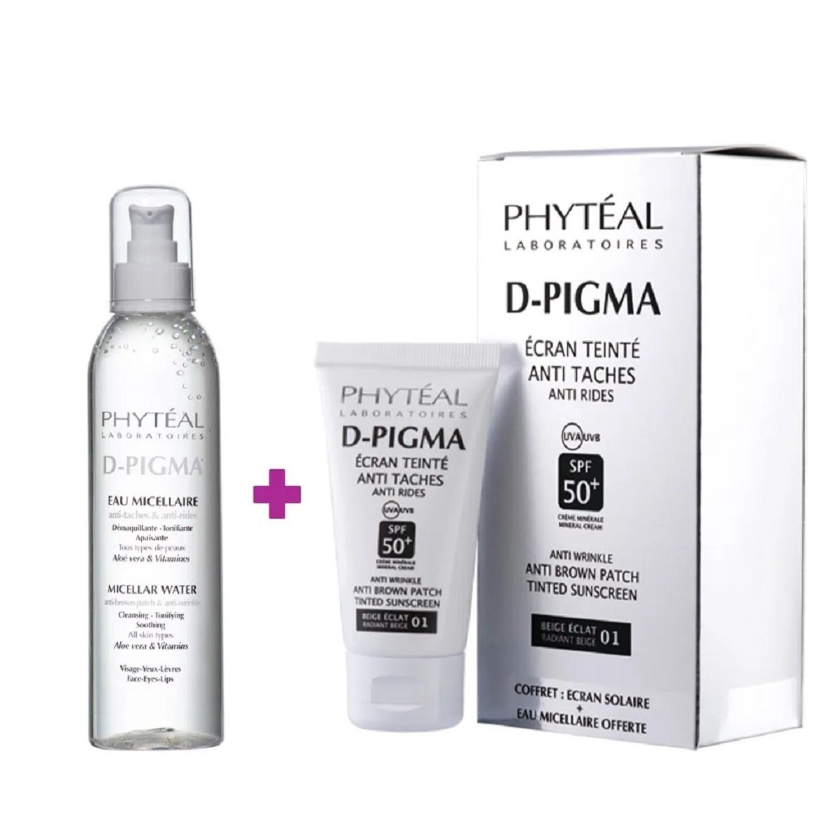 PHYTEAL D-pigma Ecran Teinté Beige Eclat 01+Eau micellaire. Paraplume