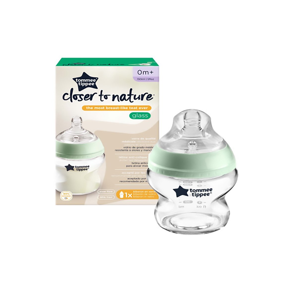 TOMMEE TIPPEE Closer To Nature Biberon Verre 0m+ 150 ml. Paraplume