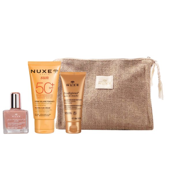 NUXE Sun Trousse Crème Solaire Fondante SPF 50. paraplume