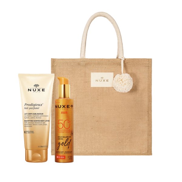 NUXE Sun Sac Huile Solaire Or SPF 50 & Prodigieux Lait Parfumé Offert. paraplume