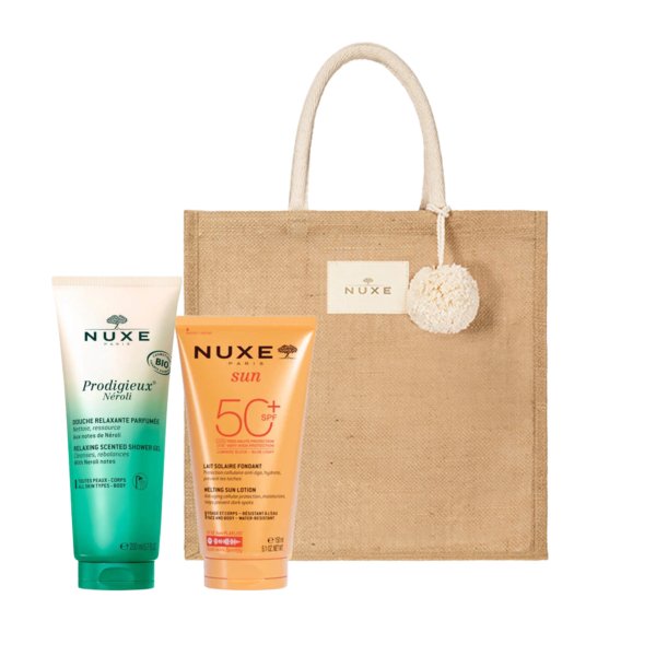NUXE Sun Sac Lait Fondant SPF 50+ & Prodigieux Néroli Douche Offerte. paraplume