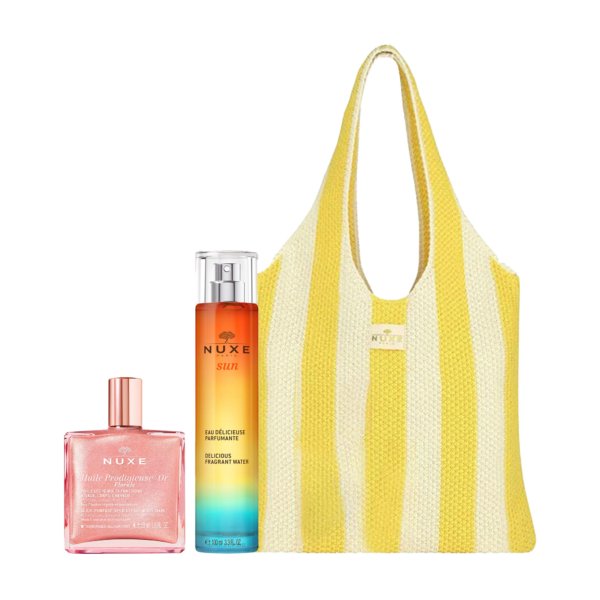 NUXE Sac Eau Délicieuse Parfumante + Huile Prodigieuse Or Florale. paraplume
