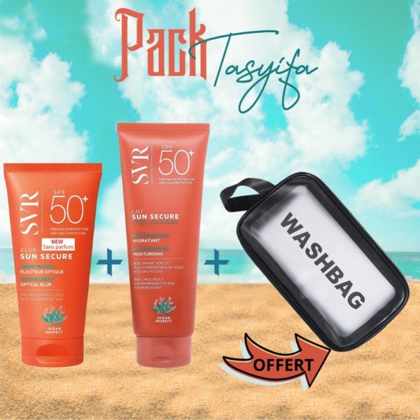 PACK SVR Blur Sans Parfum SPF 50+ & SVR Sun Secure Lait Solaire SPF 50+. paraplume