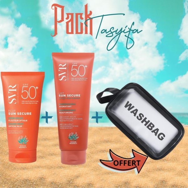 SVR Pack Blur Crème Mousse SPF 50+ & Sun Secure Lait Solaire SPF 50+. paraplume
