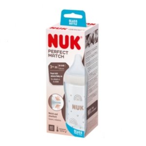 NUK Perfect Match Biberon En Verre 3M+ 230 ML. paraplume