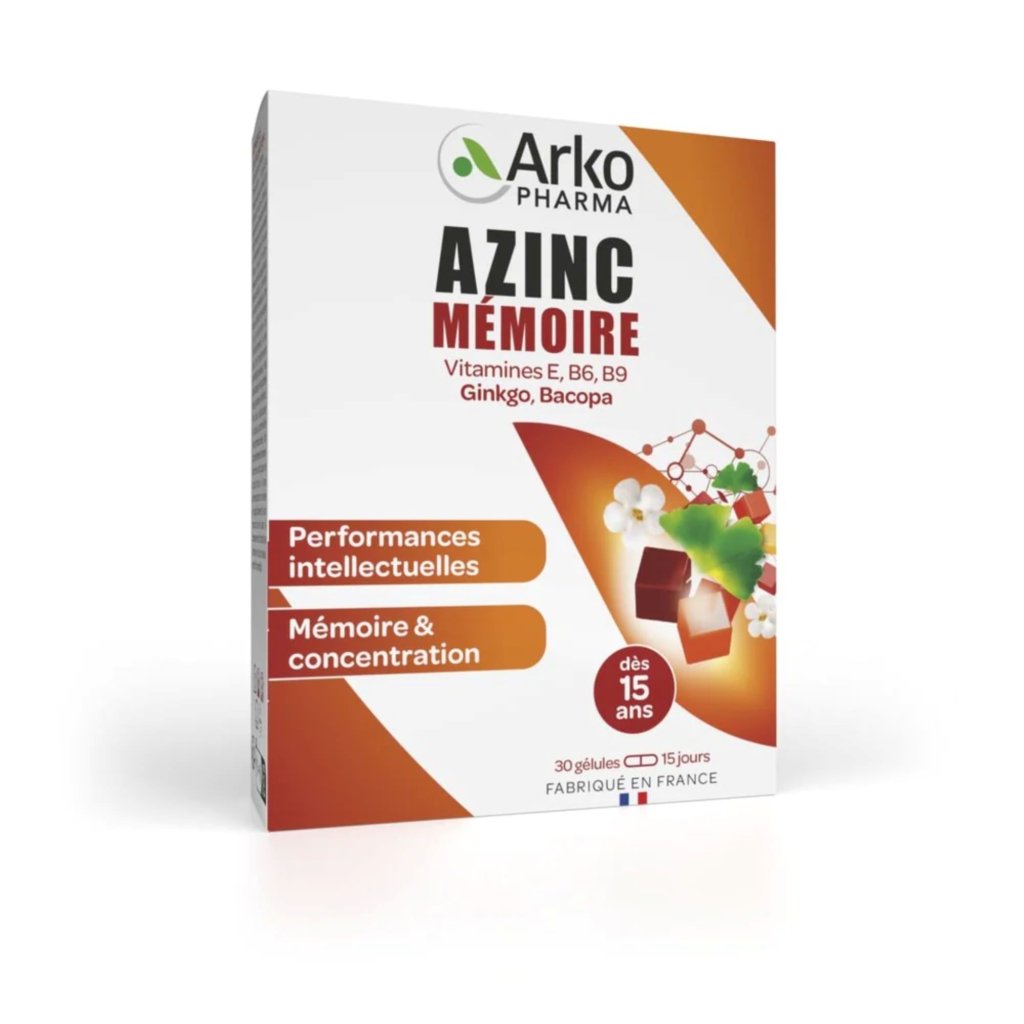 ARKO PHARMA Azinc Mémoire 30 Gélules. paraplume