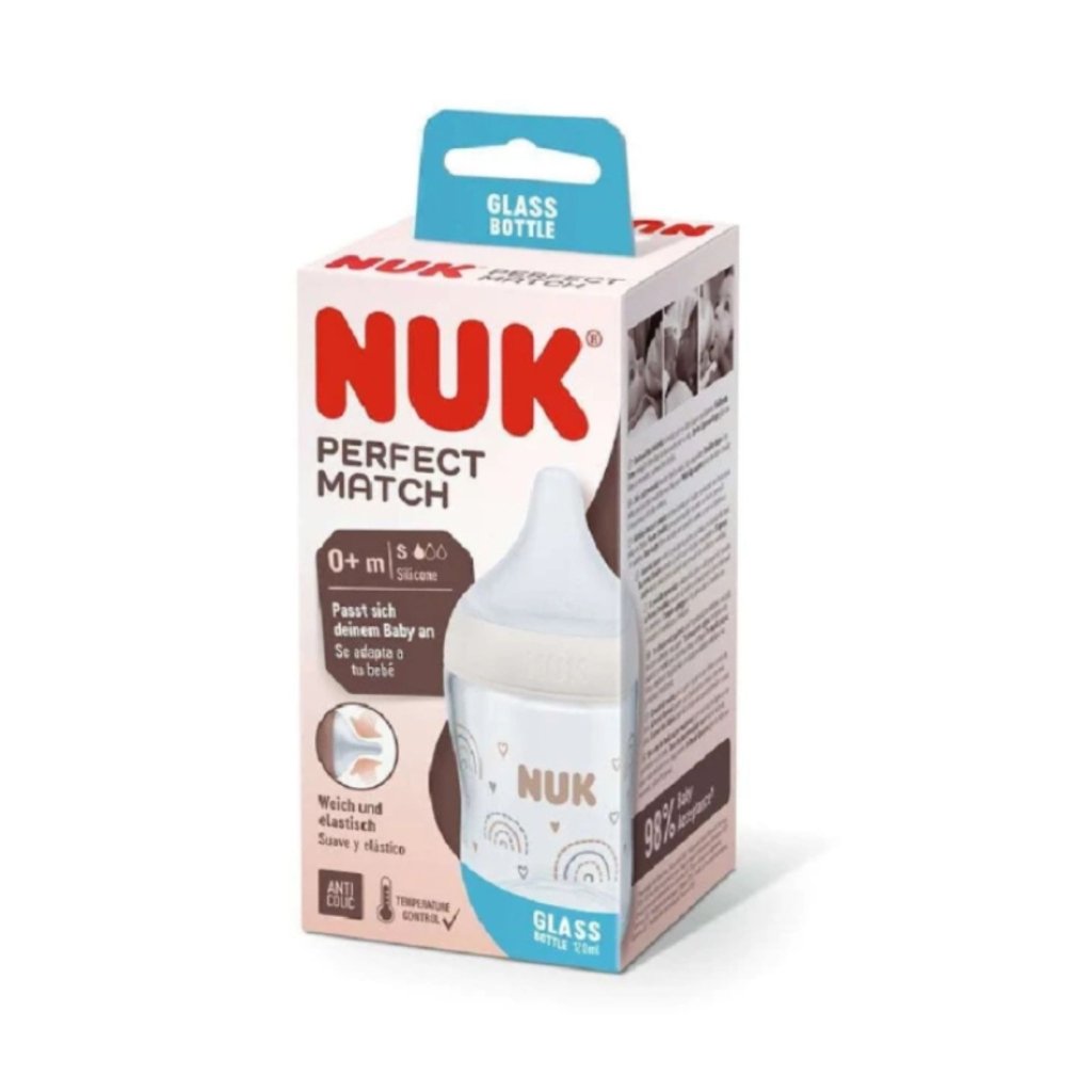 NUK Perfect Match Biberon En Verre 0m+ 120 ML. paraplume