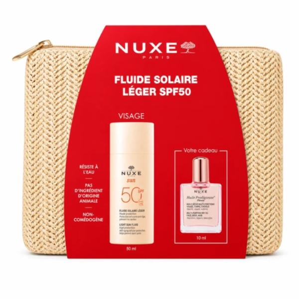 NUXE Trousse Fluide Solaire Léger SPF 50. paraplume