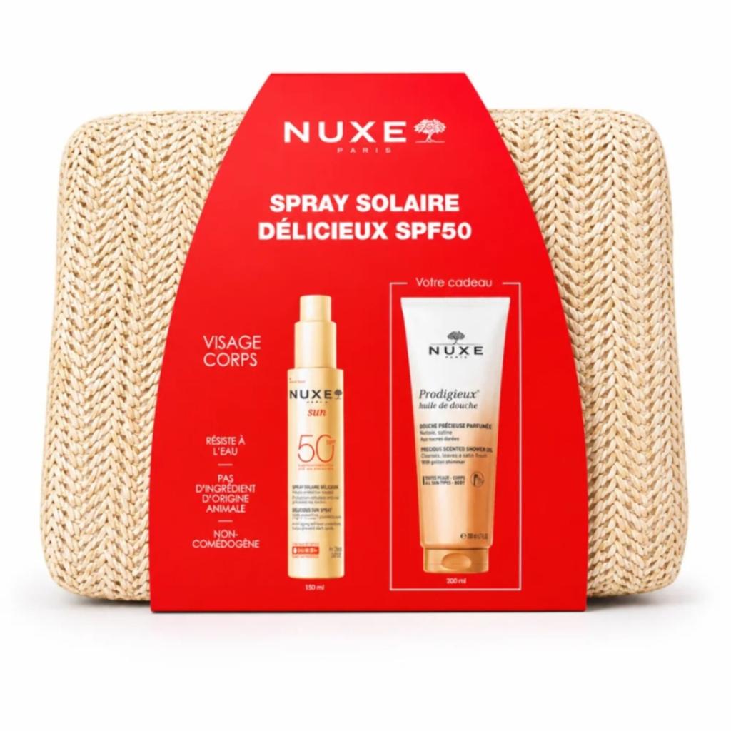 NUXE Trousse Spray Solaire Délicieux SPF 50. paraplume