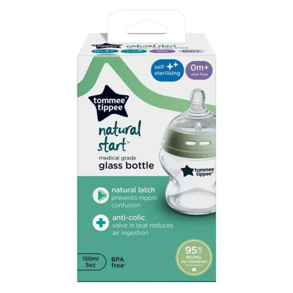 TOMMEE TIPPEE Natural Start Biberon En Verre 0m+ 150 ML. Paraplume