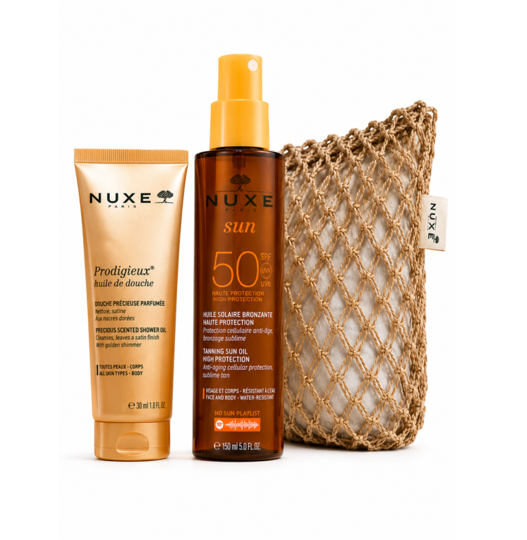 NUXE Sac Huile Solaire Bronzante SPF 50. Paraplume