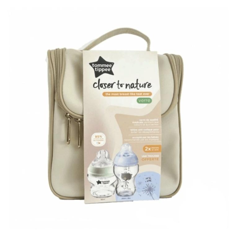 TOMMEE TIPPEE Trousse Closer To Nature Biberons En Verre Bleu. paraplume
